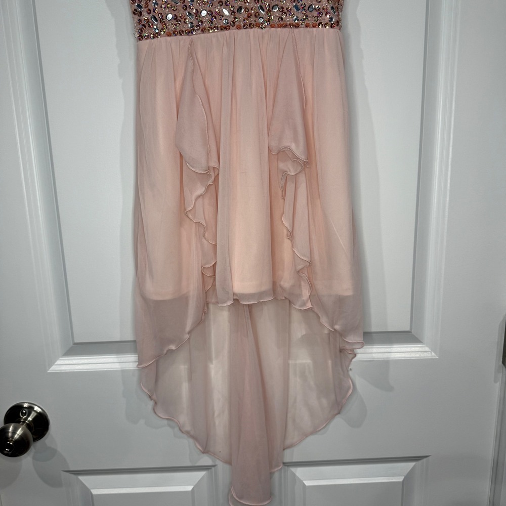 My Michelle Girls Pink Lace‎ Beaded High Low Dress Pageant Party Size 7 - Picture 3 of 8